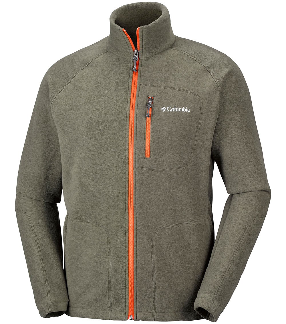 orange columbia fleece jacket