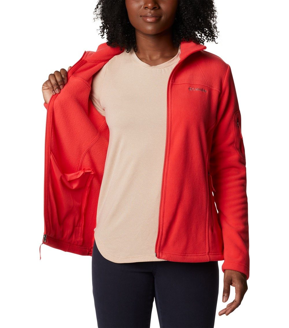 Womens Fast Jacket Full Columbia Hibiscus Trek | Fleece Ii Red Zip