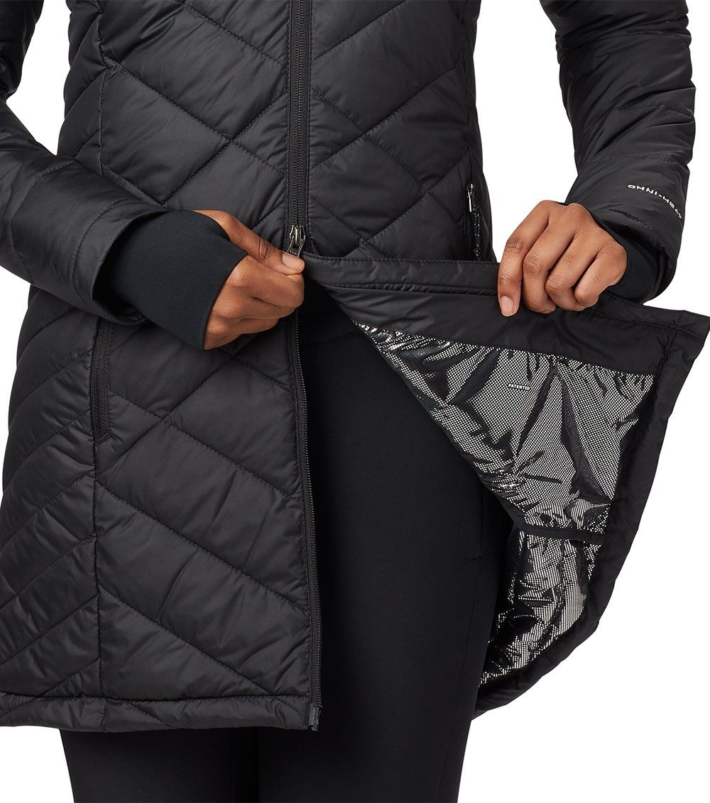 columbia women's heavenly long hooded jacket black medium