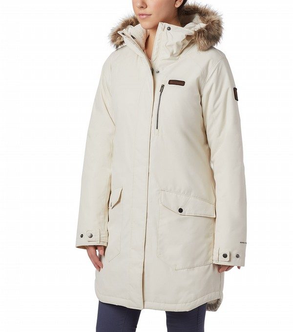 Womens Suttle Mountain Long Insulated Jacket Chalk | Columbia