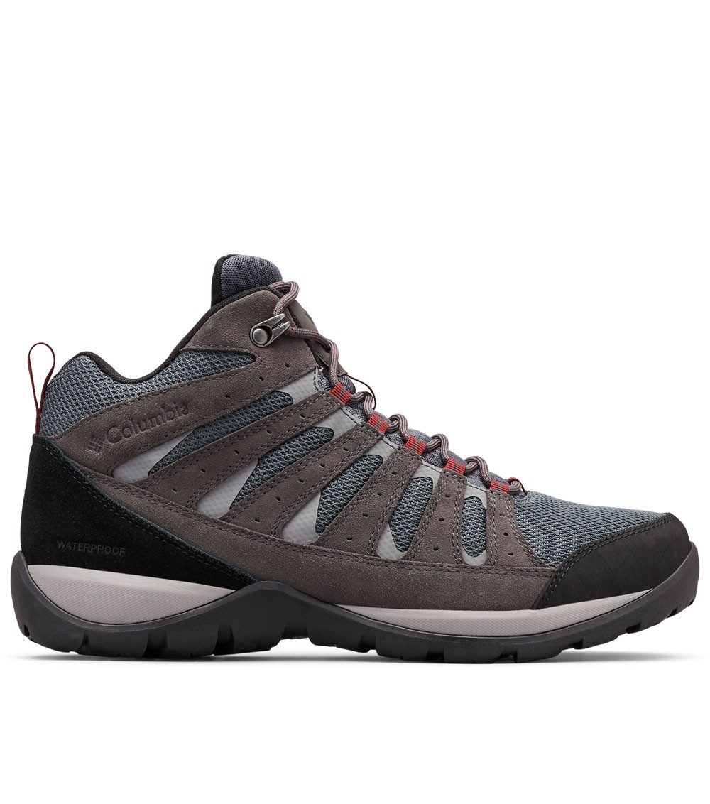 Mens Redmond V2 Waterproof Mid Hiking Shoes Graphite / Red Jasper | Columbia