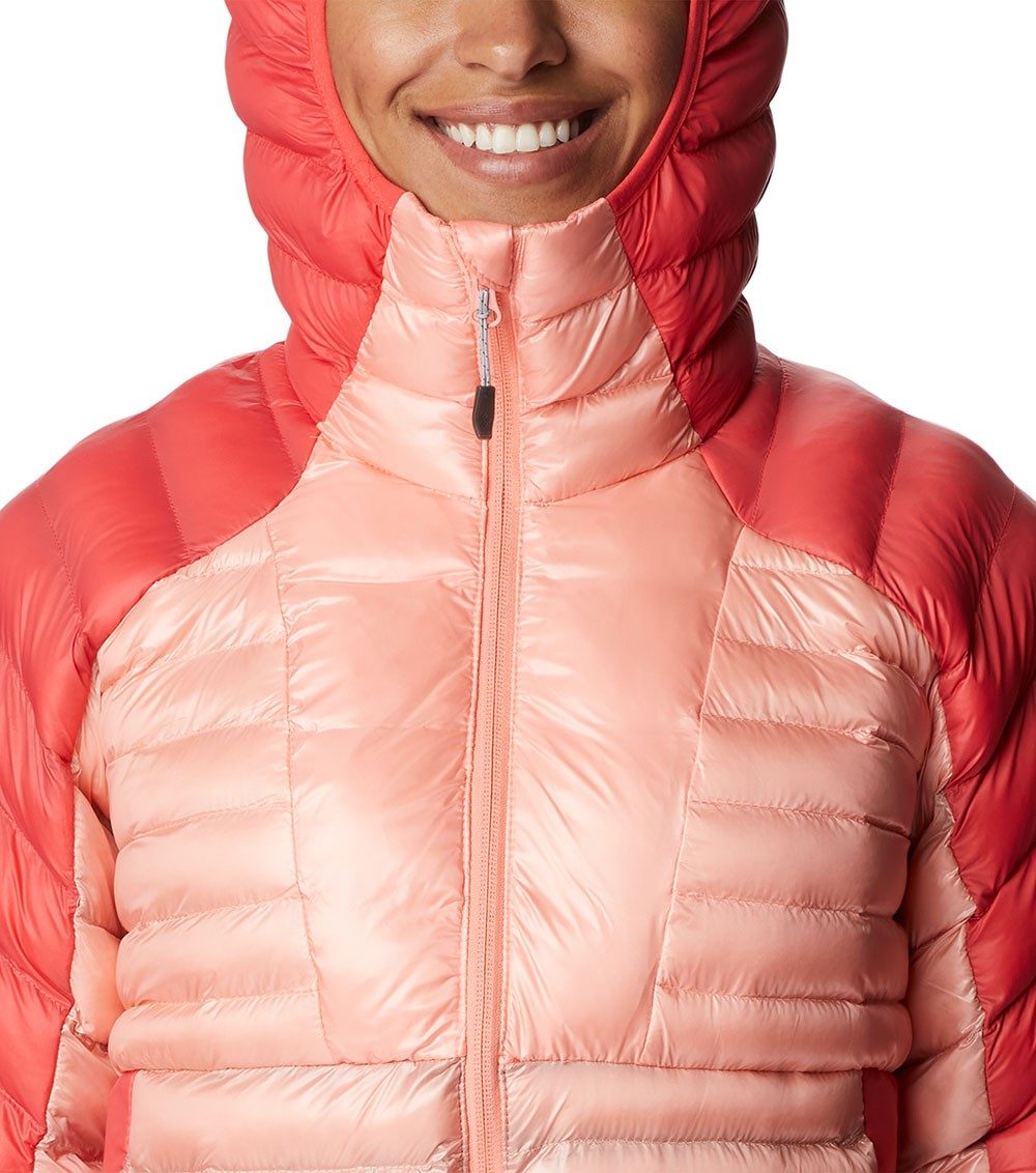 Womens Labyrinth Loop Omni-heat Infinity Insulated Hooded Jacket Coral Reef  / Red Hibiscus