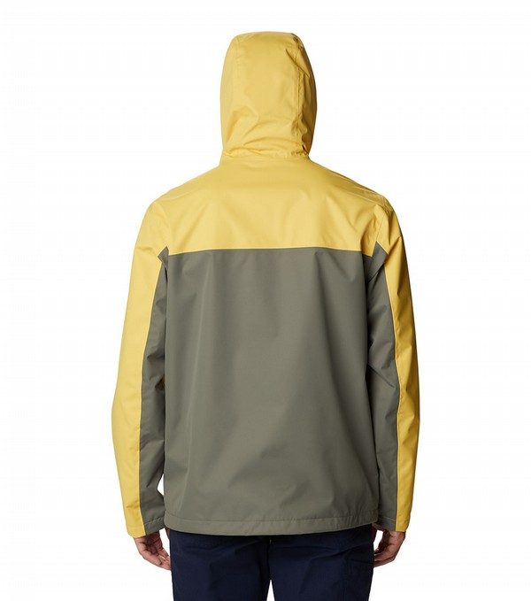 Mens Hikebound Rain Jacket Golden Nugget / Stone Green | Columbia