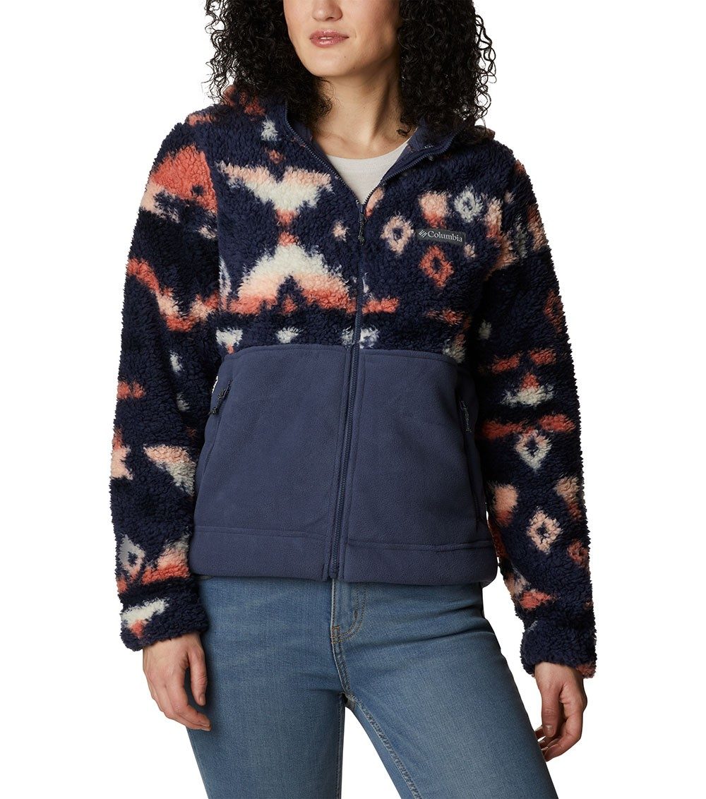 Womens Winter Pass Sherpa Hooded Full Zip Jacket Nocturnal Rocky Mt Print /  Nocturnal