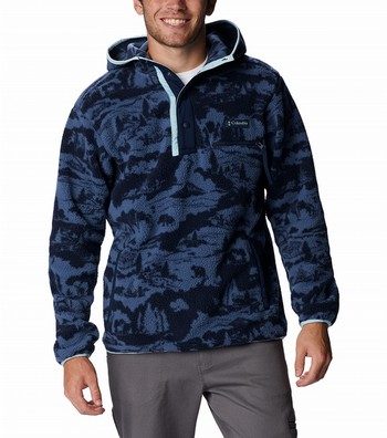 Helvetia Printed Half Snap Fleece Hoodie