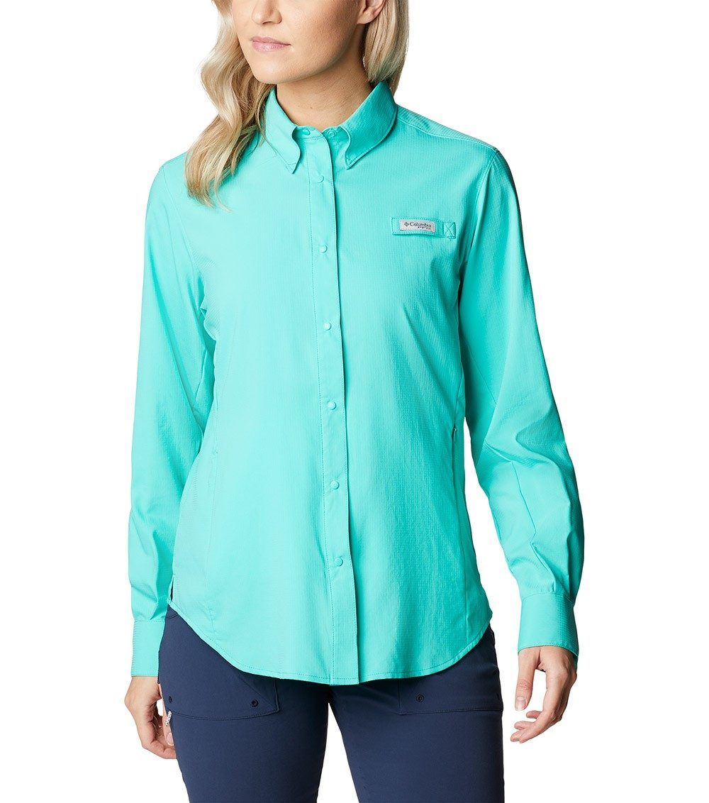 Columbia Women's Tamiami II Long Sleeve Shirt 362 Electric Turquoise