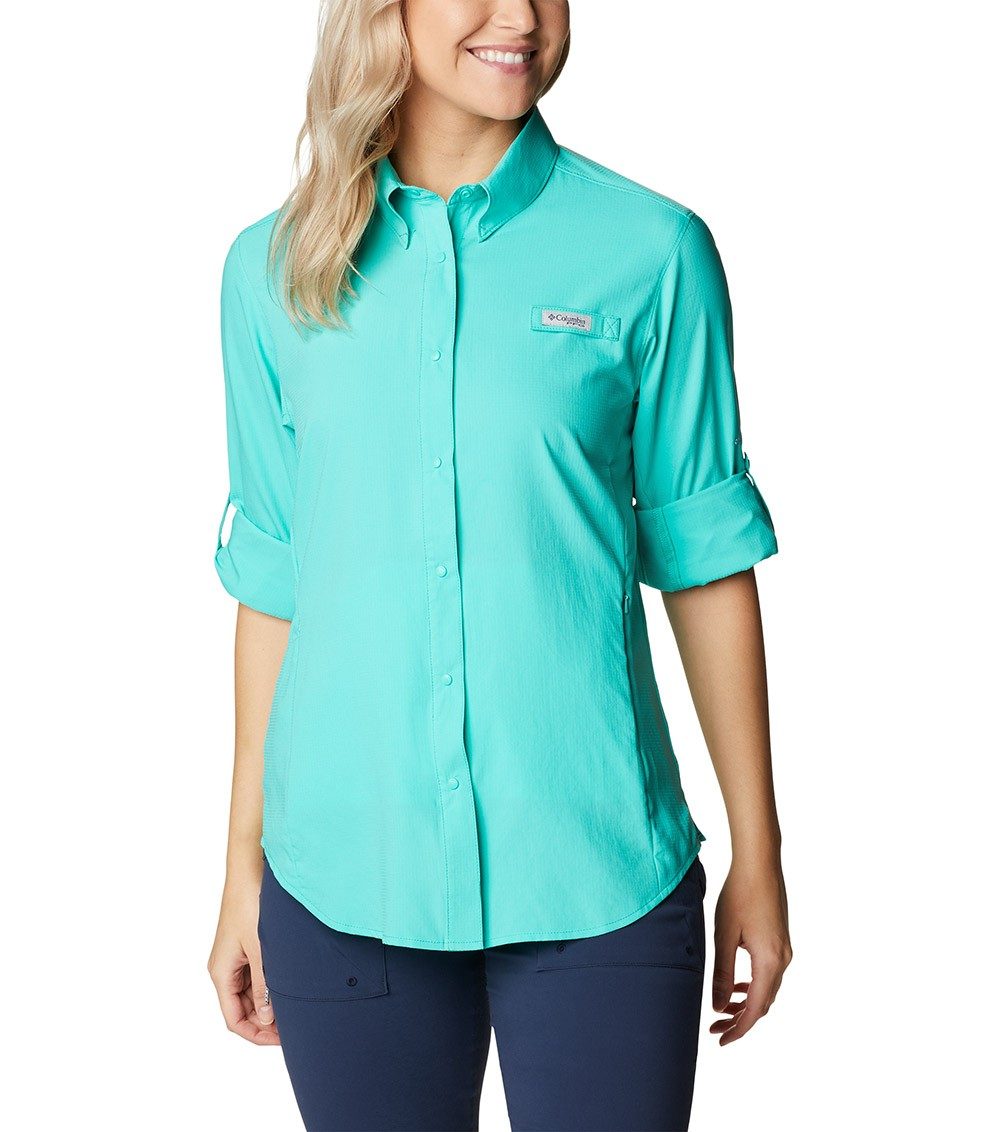 COLUMBIA cheapest PFG women’s Tamiami turquoise fishing button down shirt sz S