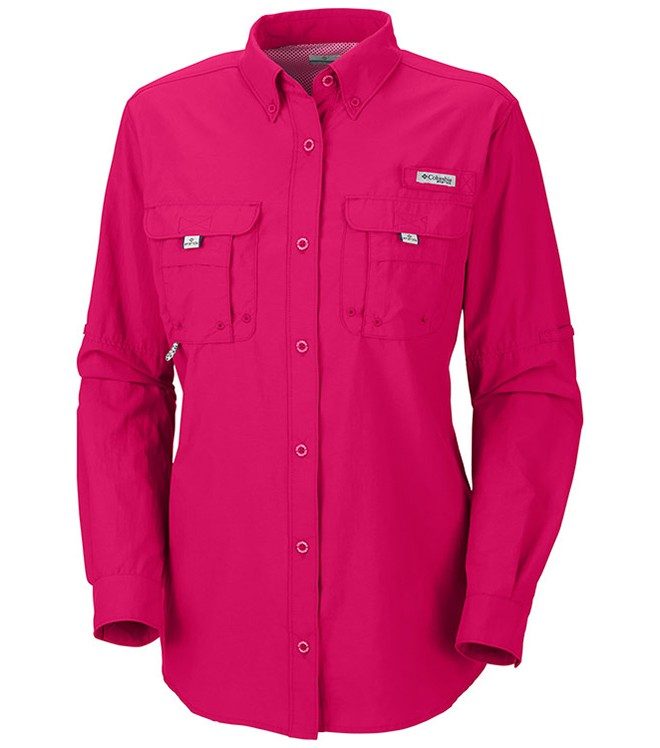Womens Pfg Bahama Long Sleeve Shirt Bright Rose