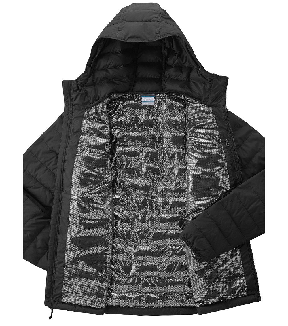 Mens Powder Lite Hooded Insulated Jacket Black | Columbia
