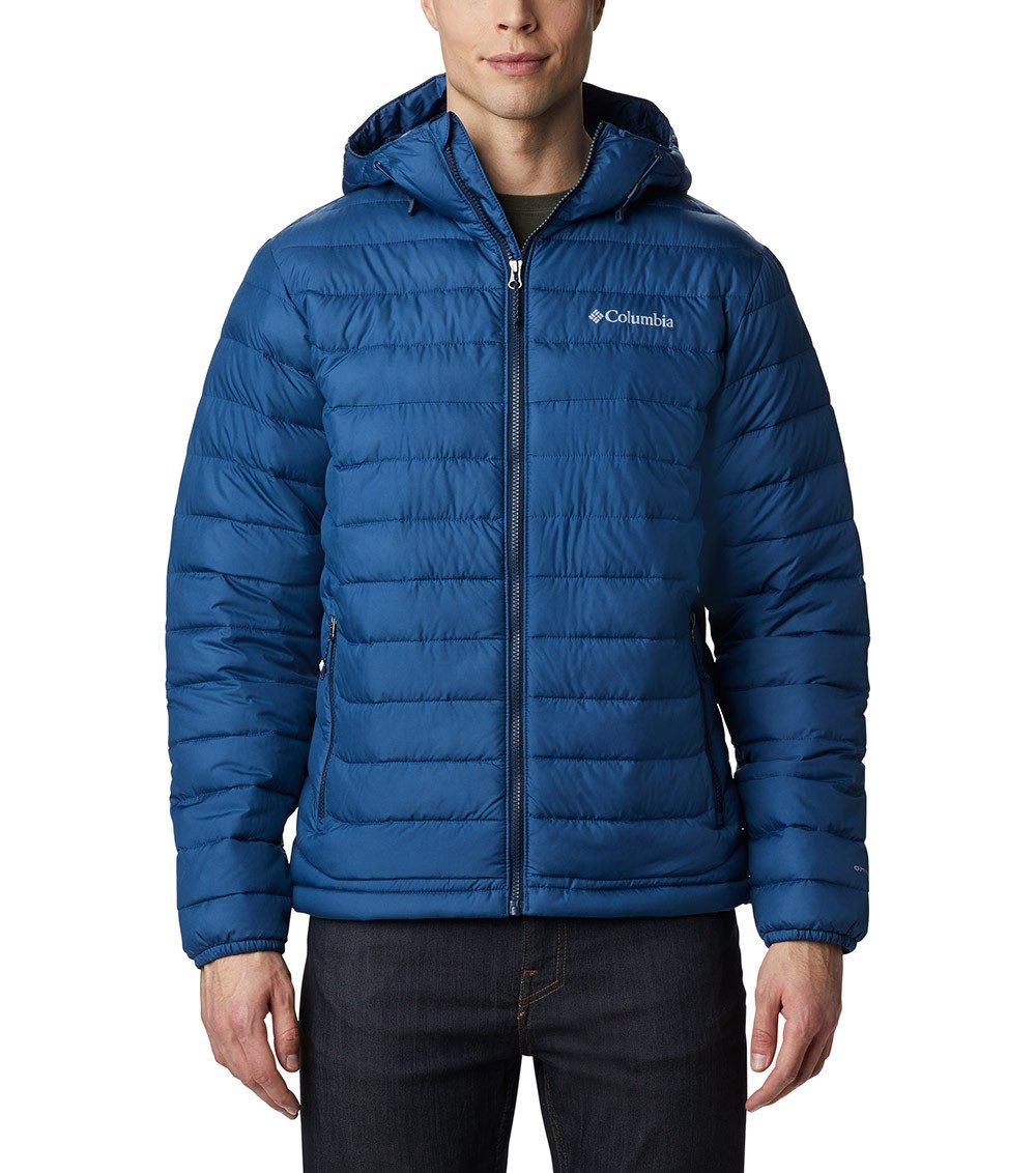 Mens Powder Lite Hooded Insulated Jacket Night Tide | Columbia