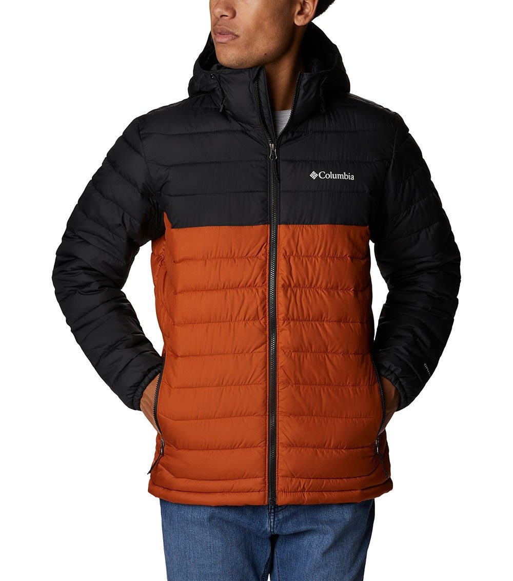 Mens Powder Lite Hooded Insulated Jacket Warm Copper / Black | Columbia
